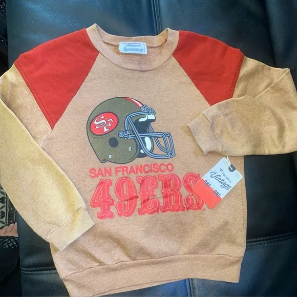 Vintage 90s Hummer Sportswear San Francisco 49ers Property Crew Sweatshirt Kids - Picture 1 of 5
